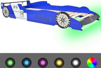 Produktbild von Kinderbett mit LED im Rennwagen-Design 90 x 200 cm Blau