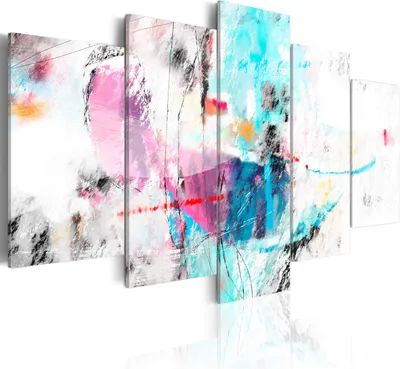 Produktbild von Leinwandbilder Abstrakt 200x100 cm Vlies Leinwandbild 5 tlg Kunstdruck modern Wandbilder XXL Wanddekoration Design Wand Bild - bunt wie gemalt 0101-84