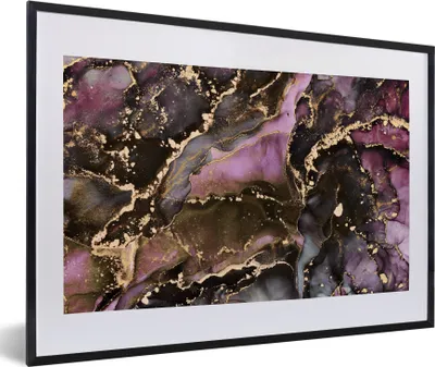 Produktbild von MuchoWow® Gerahmtes Poster Marmor - Gold - Stein - Abstrakt 60x40 cm - Poster mit Schwarzem Bilderrahmen Wandposter Rahmen Foto Bilder - Schlafzimmer - Plakat in Rahmen - Drucken