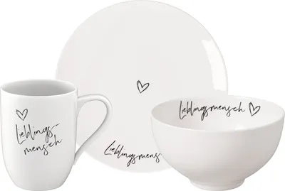 Produktbild von Villeroy & Boch Statement Frühstücks-Set Lieblingsmensch 3-teilig