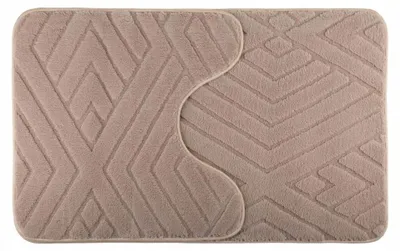 Produktbild von Badezimmerteppich-Set 2-teilig, Polyester, rutschfest, Beige, 50 x 80 + 50 x 50 cm