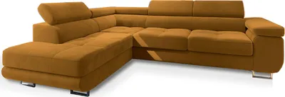 Produktbild von Masseno Ecksofa SELVA L-S mit Schlaffunktion L-Form, Sofa mit Bettkasten, Wohnzimmersofa, Couch, Soffa, Bettsofa, Couchgarnitur- Gelb, MONOLITH 48
