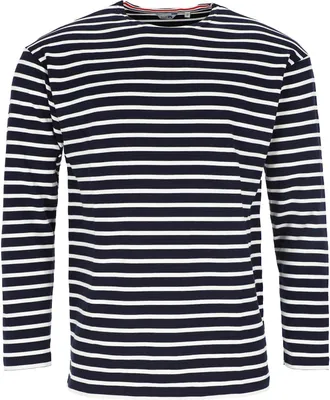 Produktbild von modAS Herren Shirt Bretonisches Streifenshirt - Ringelshirt Streifenshirt Langarmshirt mit Streifen aus Baumwolle in Blau/Weiß Größe 44
