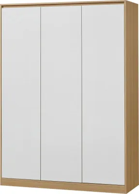 Produktbild von Kleiderschrank ’Bastheim’ mit 3 Türen, 1 Stange, 4 Fächern Eichenoptik / Weiß