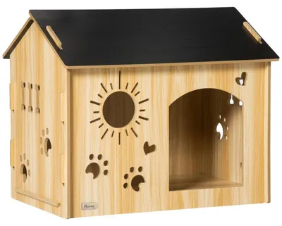 Obrázek produktu pro Pesí bouda - Bouda pro psa z dřeva | Barva: dub/černá | Rozměry: 69 x 50 x 58,5 cm