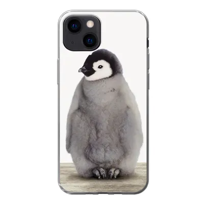 Produktbild von MuchoWow® Handyhülle Schutzhülle Hülle für iPhone 13 mini Kinder - Pinguin - Grau - Tiere - Mädchen - Jungen Silikon Softcase Handy Hülle - Softcase