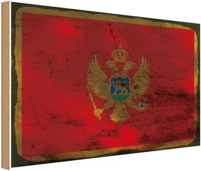 Produktbild von vianmo Holzschild 12x18 cm Monte Rost Flagge Fahne Wappen