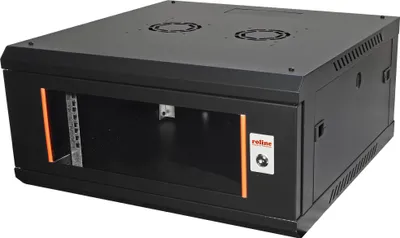 Obrázek produktu pro ROLINE 26.21.0288, Nástěnný regál, 4U, 80 kg, Kolejnice racku, 12,2 kg, Černá