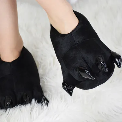 Produktbild von Zolta Plüsch Hausschuhe für Herren - Pantoffelnmit Tiere - Flauschige kuschel Slippers - Lustige warme Puschen für Winter - Schwarz - 40-46