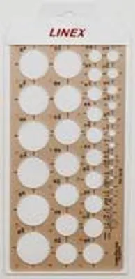 Produktbild von Linex 1116 Kreisschablone, 39 Kreise von 1-35 mm, gerade Kanten, mm-Skala an einer Seite, 240x120mm