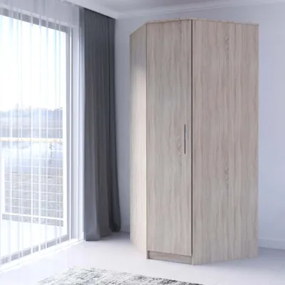 Eckkleiderschrank eintürig in Sonoma Eiche/Sonoma
Breite: 94 cm
Höhe: 207 cm
Tiefe: 57/61 cm