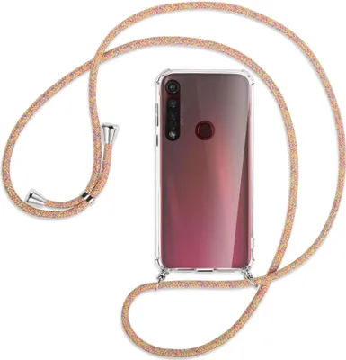 Produktbild von Handykette Backcover-Schutzhülle mit Band (Metall silberfarben) für Motorola Moto G8 Plus - Rainbow