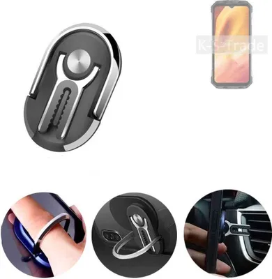 Produktbild von K-S-Trade 3in1 Smartphone-Ring Handy-Ring kompatibel mit Doogee V Max Fingerhalterung  Handyring Tischständer Lüftungsgitter-Halterung Tisch