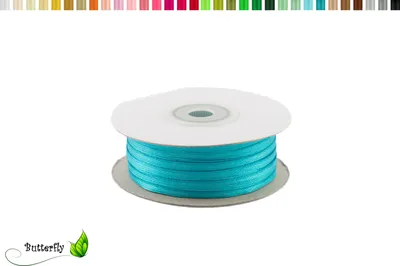 Produktbild von Satinband 3mm x 91m Rolle, Farbe:094 türkis