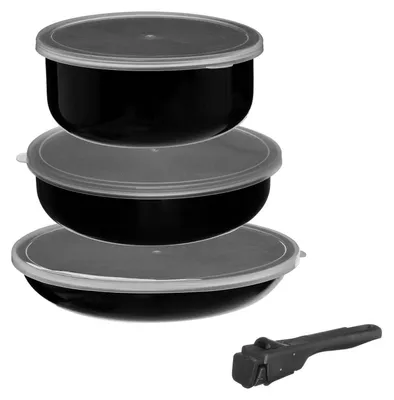 Image de Set de casseroles avec poignée amovible et couvercles en silicone, 6 pièces