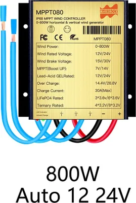 Obrázok produktu pre Veterná nabíjačka, výkon 800 W, vodotesná konštrukcia IP68, 800 W auto 12V 24V