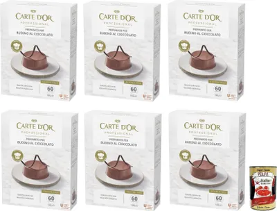 Produktbild von 6x Carte d’Or Professional Preparato per Budino al Cioccolato,Pulvermischung für Schokoladenpudding,Glutenfrei 1Kg + Italian Gourmet Polpa di Pomodoro 400g Dose