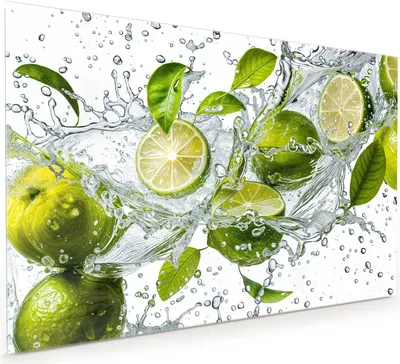 Produktbild von Küchenrückwand Spritzschutz Glas mit Motiv Zitrusfrucht Spritzer 40 x 40 cm
