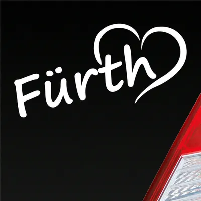 Produktbild von Auto Aufkleber Fürth Herz Stadt City Liebe Love Heimat 17x8 cm Weiss Matt Sticker Heckscheibenaufkleber