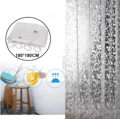 Produktbild von 3D 180 x 180 cm Duschvorhang Wasserdicht Anti Schimmel Antibakteriell+ 12 Ringe