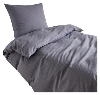 Produktbild von Seersucker Bettwäsche Uni – Leichte Sommerbettwäsche aus 100% Baumwolle – bügelfrei und atmungsaktiv – Kissenbezug 40x80 cm, anthrazit