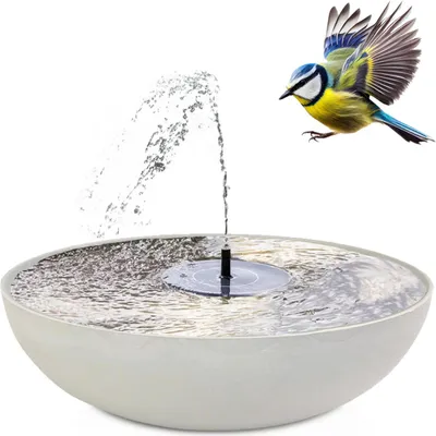 Produktbild von Solarbrunnen Set für draußen 45 cm Vintage Deko-Schale hell-grau