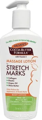 A bottle of Palmer's Cocoa Butter Formula Massage Lotion for Stretch Marks.