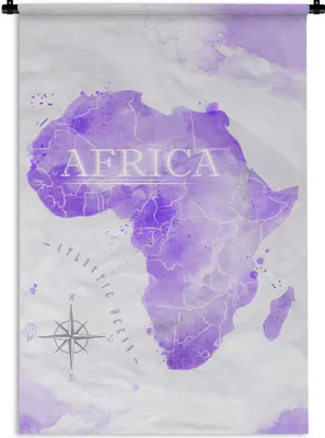 Produktbild von MuchoWow® Wandteppich Wandbehang Karten - Afrika - Aquarell 90x135 cm Tapisserie Dekoration Wandtuch - Baumwolle - Wandskulptur