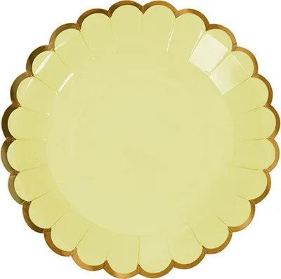 Produktbild von Pappteller, 18 cm, Rund mit goldenem Rand, 6er Packung, Creme