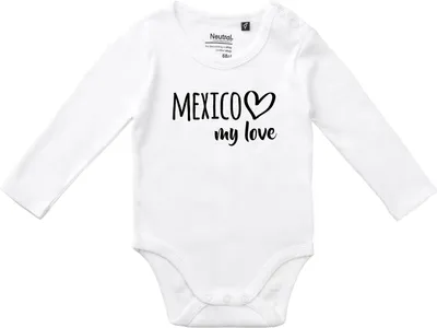 Produktbild von Huuraa Baby Body Mexico my love 68 White  Baumwolle Fairtrade Langarmbody Geschenkidee