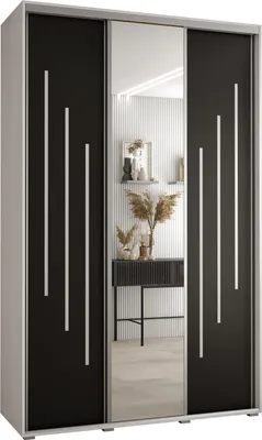 Produktbild von MEBLE KRYSPOL Davos 9 Schrank, drei Türen - 235,2x160x45 cm - Weiß Schwarz Silber