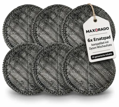 6 Ersatz-Wischpads, Mikrofaser, Ø 16 cm, waschbar, wiederverwendbar