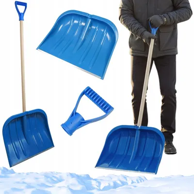 Obrázek produktu pro Plastová sněhová lopata s ocelovým zesílením a násadou 100 cm