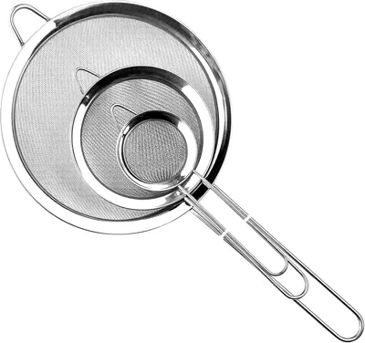 Obrázok produktu pre Sada kuchynských sitiek 3 ks, nerezová oceľ, priemery 7,5 cm, 9,8 cm, 36,5 cm, na scezovanie cestovín