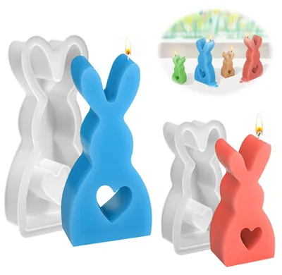 Produktbild von 2-teilige Silikonformen für Osterhasen, Silikonformen für Osterkerzen, Silikon-Osterform, DIY-Hasenform für Gips, Sojawachskerzen, Bastelarbeiten