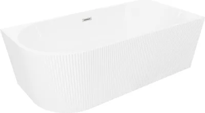 Immagine prodotto di Mexen Silo vasca da bagno freestanding angolare destra scanalata 170 x 80 cm, bianca, con troppopieno in nichel spazzolato