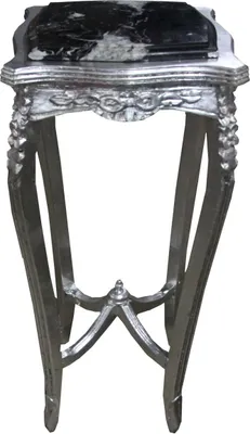 Produktbild von Casa Padrino Barock Beistelltisch mit schwarzer Marmorplatte Silber 87 x 37 cm Antik Stil - Telefon Blumen Tisch
