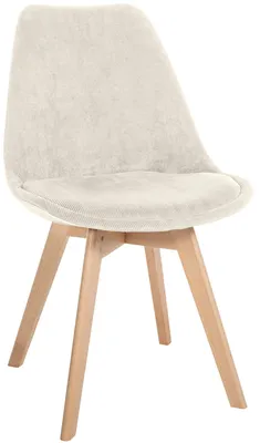 Produktbild von CLP Esszimmerstuhl Linares gepolstert mit Rückenlehne Buchenholzgestell | Farbe beige Material Cord