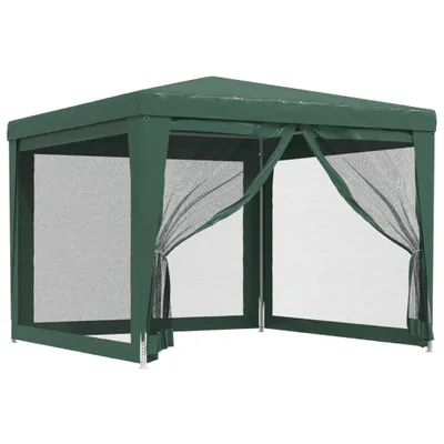 Produktbild von vidaXL Partyzelt mit 4 Mesh-Seitenwänden Grün 3x3 m HDPE