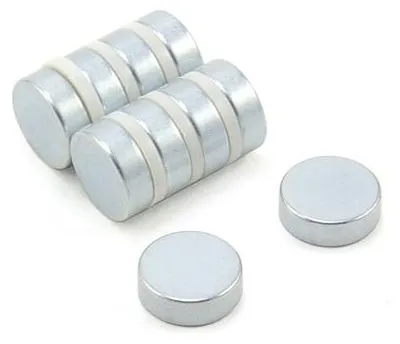Neodym-Magnete 15x5 mm, 10 Stück, silber, 5,4 kg Haftkraft