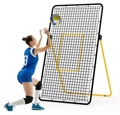 Produktbild von Volleyball-Rebounder - Trainingsnetz - 213 x 122 cm - 5 Verstellbare Winkel - Zusammenklappbar - Schneller Aufbau - Für Innen- und Außenbereich - Schwarz-Gelb
