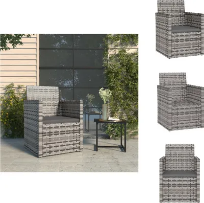 Produktbild von vidaXL Gartensessel mit Kissen Grau Poly Rattan -  Gartenstühle