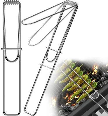 Produktbild von Gemüsezange – Grillzange – 2 Stück – 40 cm – Tragbares Grillbesteck – Edelstahl – Grillklemmen – Grillzange – BBQ-Zange – Für Gemüse und Würstchen