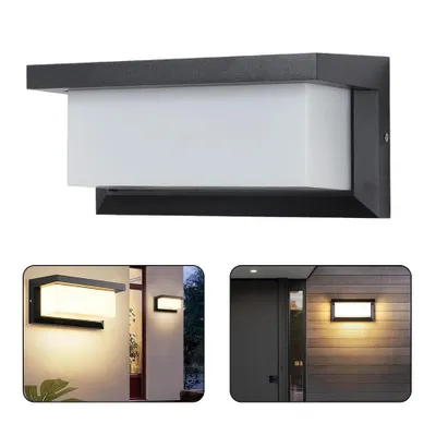 Obrázek produktu pro LED nástěnné světlo, IP65 vodotěsné 18W vnitřní/venkovní teplá bílá 3000K hliníkové obdélníkové venkovní nástěnné světlo venkovní lampa pro zahradu před koupelnou veranda