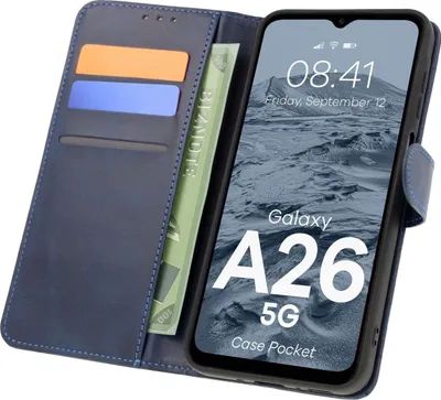 Produktbild von Bizon Case Pocket Flip Case für Galaxy A26 5G, Marineblau