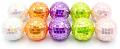 Produktbild von 10 Mini irisierende Discokugeln bunt 4 cm - Einheitsgröße, KI-generiertes Bild