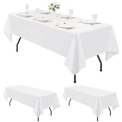 Obrázek produktu pro Obdélníková ubrus, sada 2 kusů, bílá, 153 x 320 cm, polyester, lze prát, voděodolná