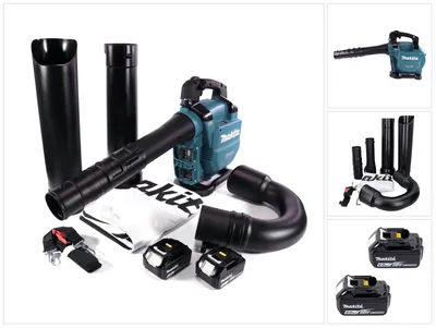 Produktbild von Makita DUB 363 G2V Akku Gebläse / Laubsauger 36 V ( 2x 18 V ) Brushless + Absaug Set + 2x Akku 6,0 Ah - ohne Ladegerät
