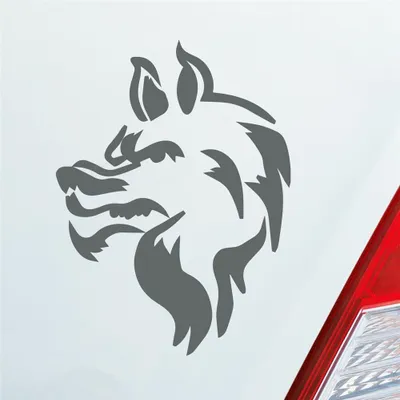 Produktbild von Auto Aufkleber Böser Wolf Hund Tier Animal Tribal Tattoo 12x9 cm Grau Sticker Heckscheibenaufkleber
