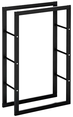 Productafbeelding van Metalen houtrek 60 x 25 x 100 cm, houtrek, stapelhulp, stalen frame, tot 100 kg, houtopslag voor buiten, houtrek, houtrek voor tuin, terras, buitengebruik, zwart